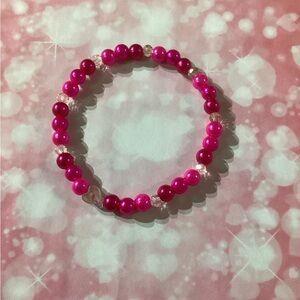 Magenta and Pink Beaded Bracelet